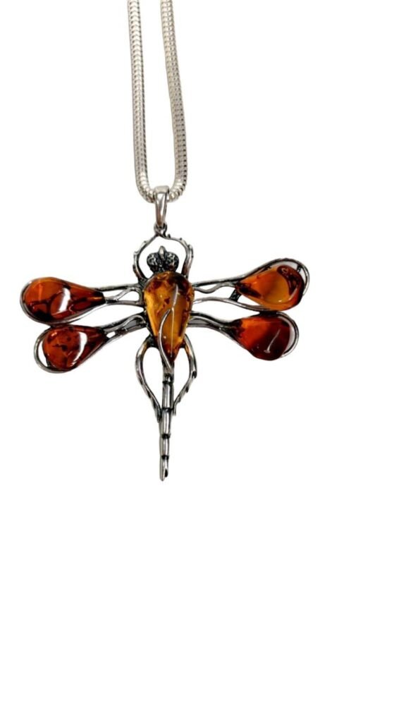 Dragonfly In Amber Glass Bead Pendant, Dragonfly Necklace, Dragonfly Jewelry Outlander Book Lover Gift for Her, Girls Jewelry, Women