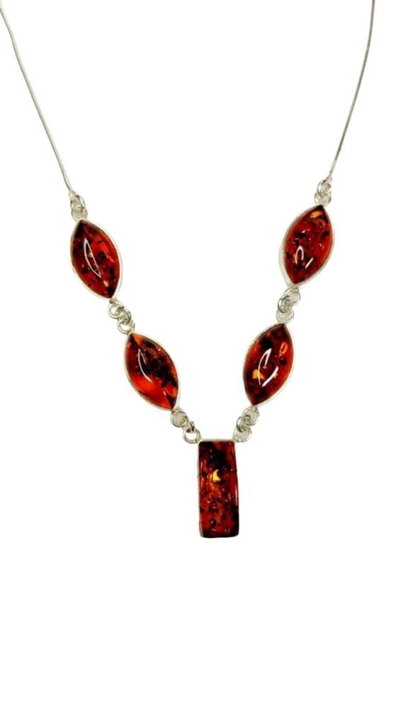 Vintage Silver Genuine Baltic Amber Necklace